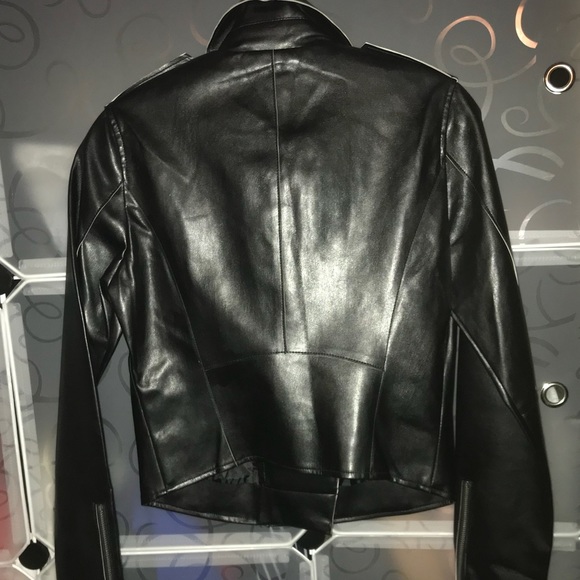 Silence + Noise Raw-Edge Vegan Leather Moto Jacket - Picture 8 of 8